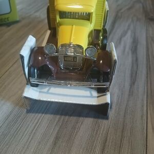 Vintage Model A Toy Truck Coin Bank - Yellow and Brown